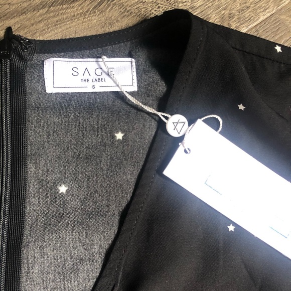 Sage The Label 🌿 Black Flowy Star Boho Dress S - Picture 2 of 9